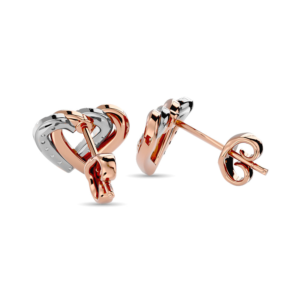 Diamond Duel Heart Earrings 1/6 Ct Tw In 10K Rose Gold