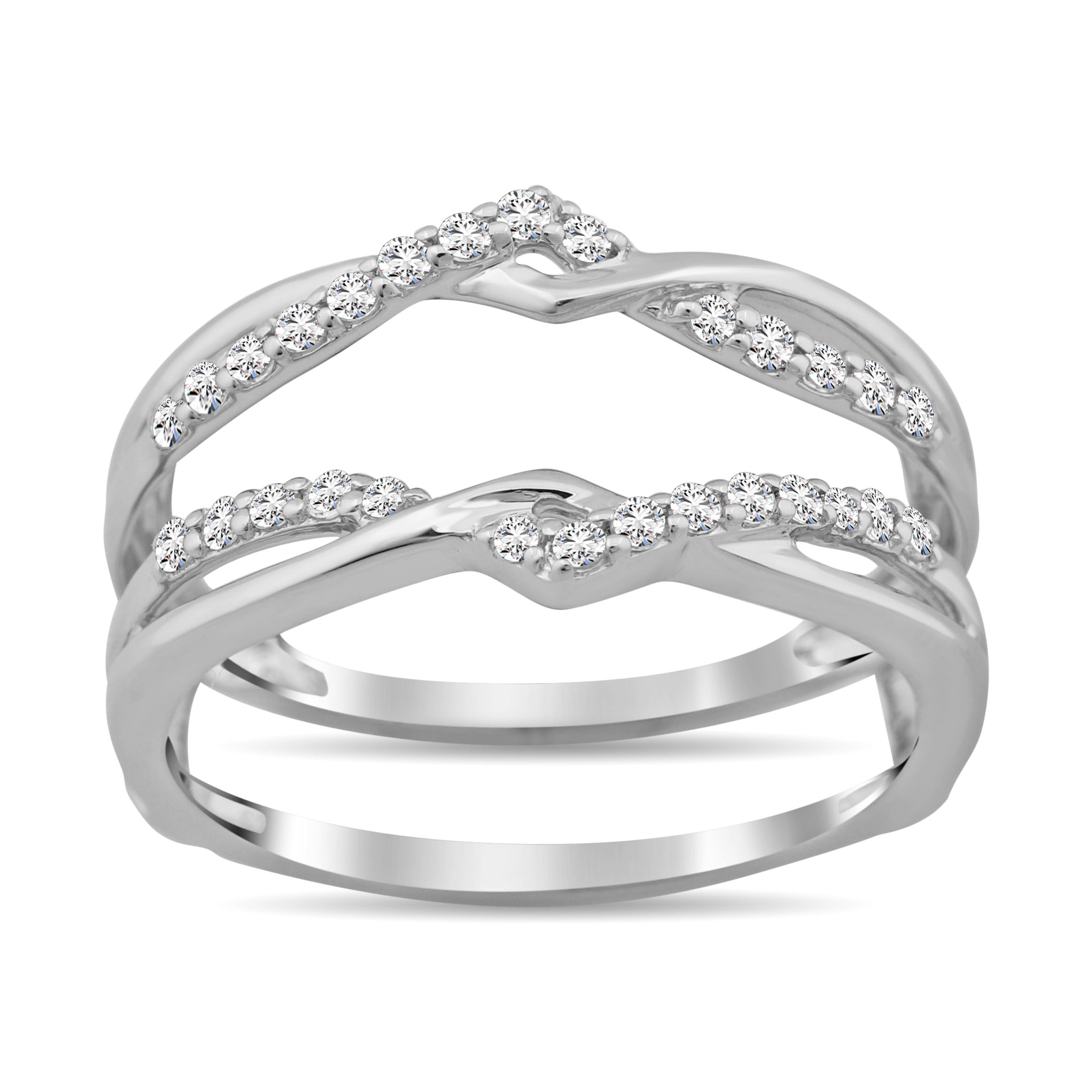 Diamond Guard Ring 1/4 Ct Tw In 10K White Gold