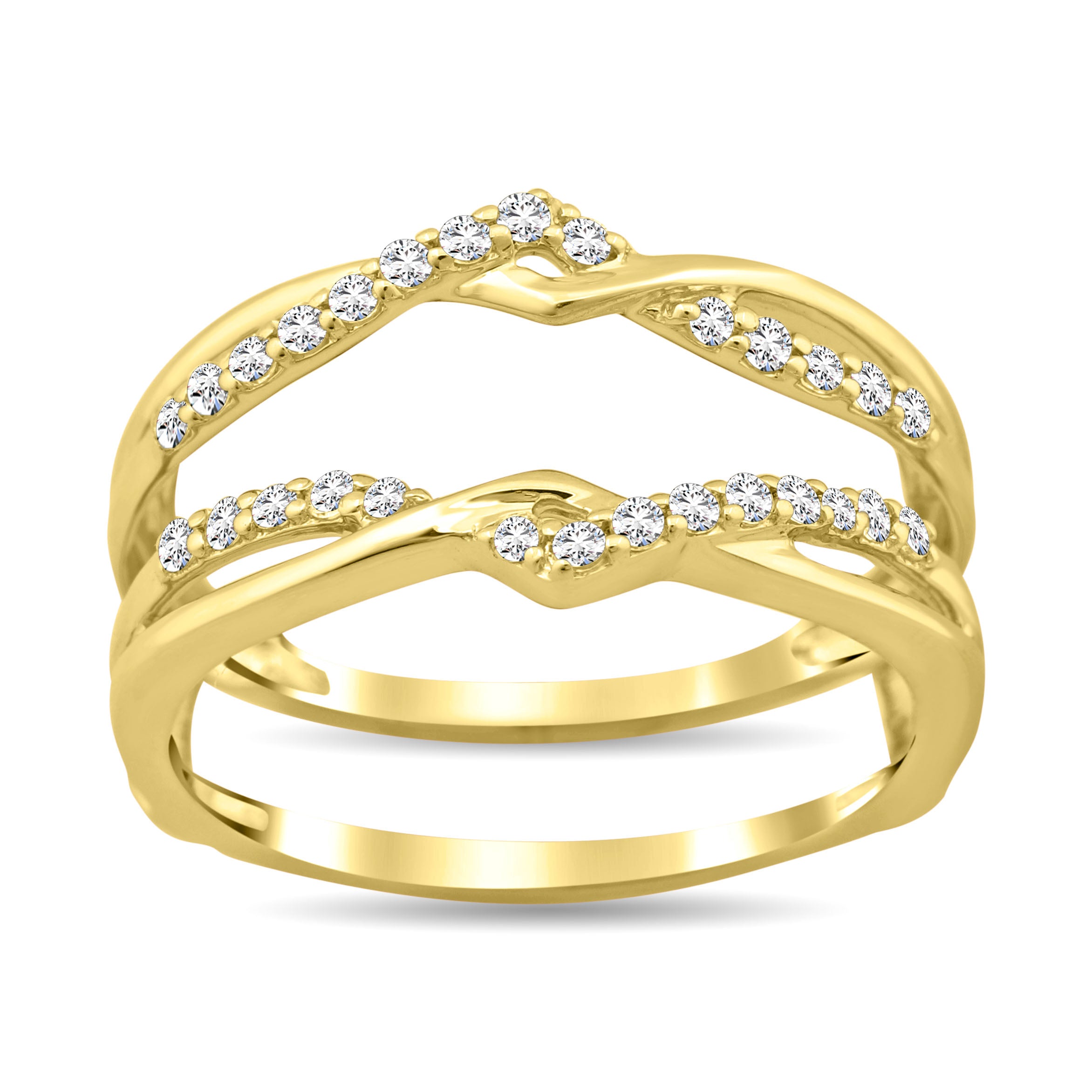 Diamond Guard Ring 1/4 Ct Tw In 10K Yellow Gold