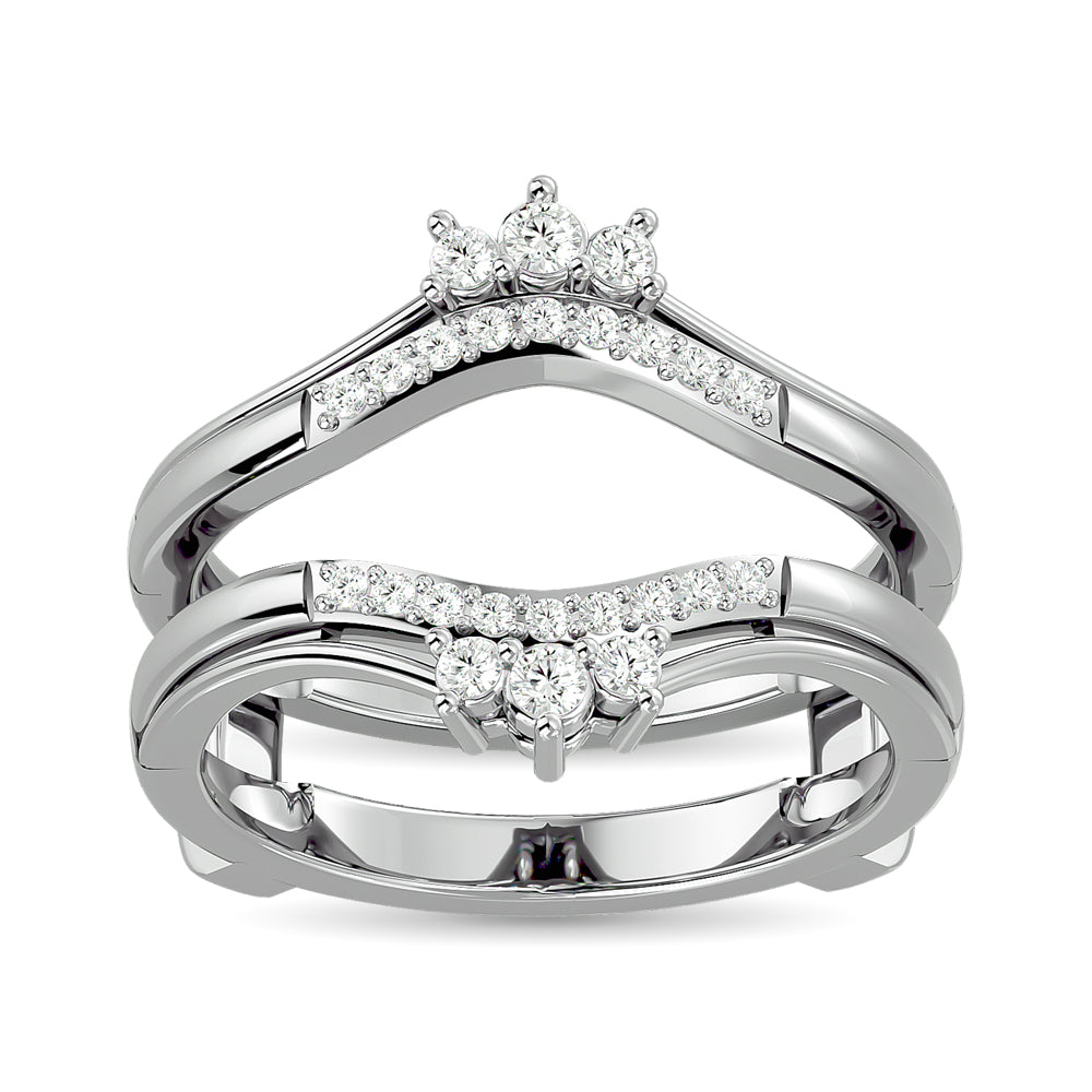 Diamond Guard Ring 1/4 Ct Tw In 10K White Gold