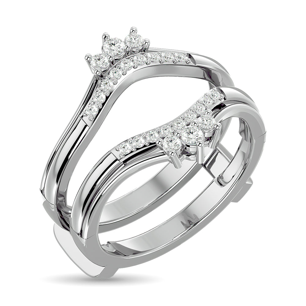 Diamond Guard Ring 1/4 Ct Tw In 10K White Gold