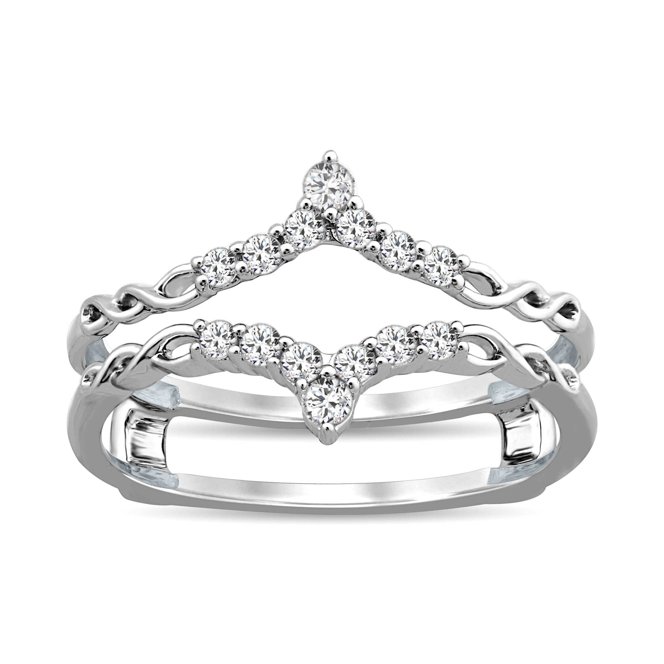 Diamond Guard Ring 1/4 Ct Tw In 10K White Gold