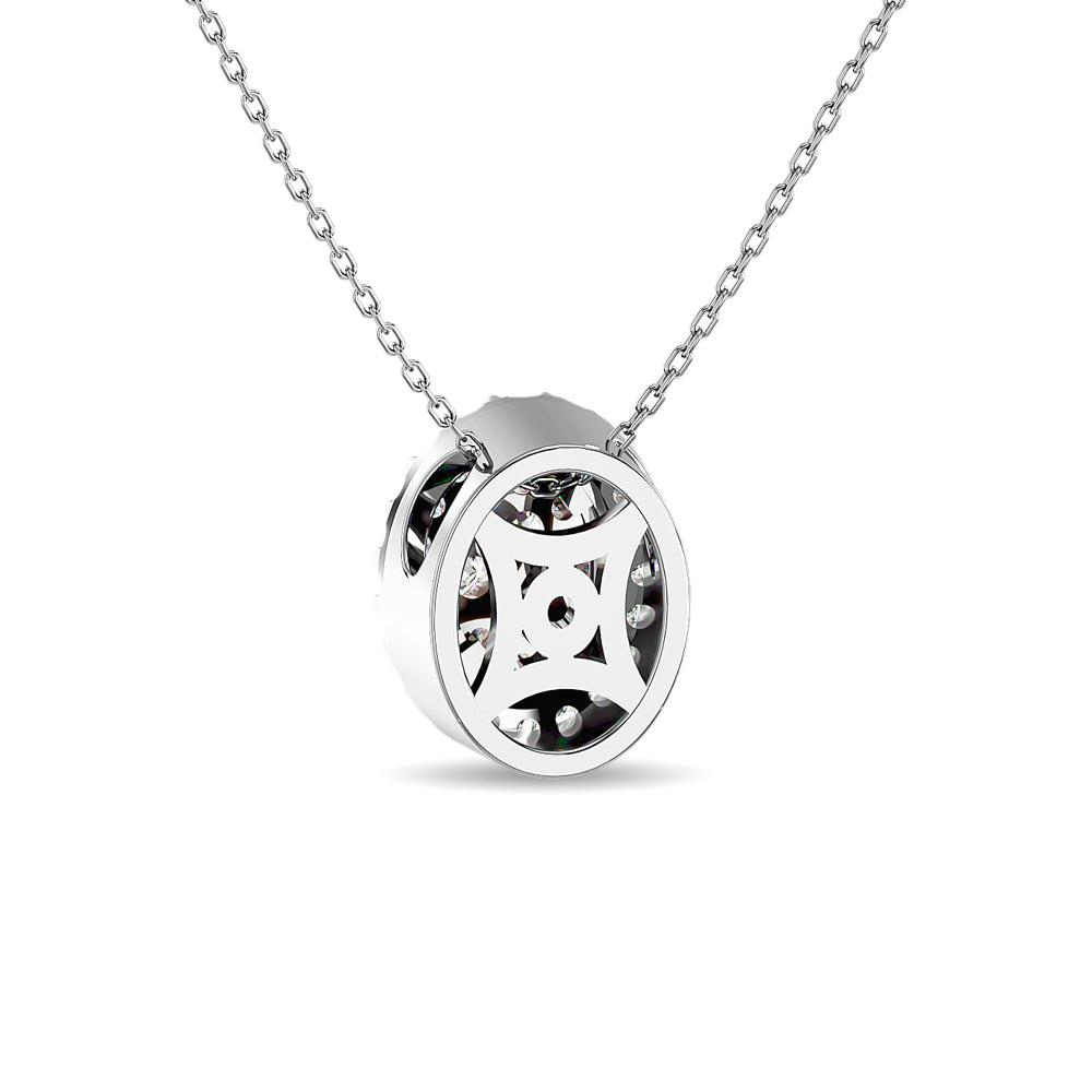 Diamond 1/2 Ct Tw Oval Shape Cluster Pendant In 14K White Gold
