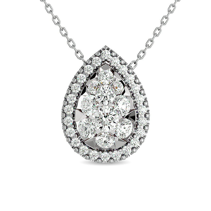 Diamond 1/2 Ct Tw Pear Shape Fashion Pendant In 14K White Gold
