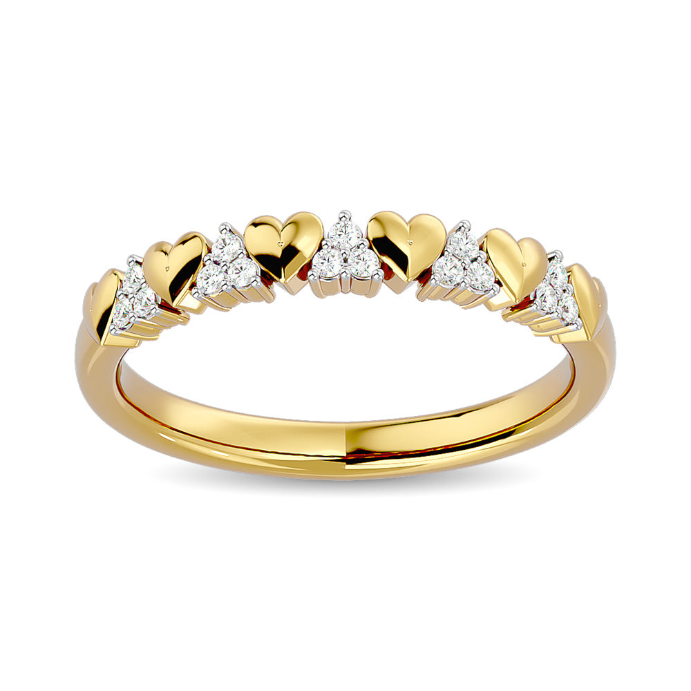 Diamond 1/10 Ct Tw Heart Stackable Ring In 10K Yellow Gold
