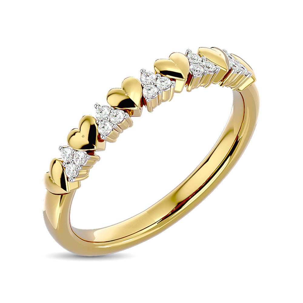 Diamond 1/10 Ct Tw Heart Stackable Ring In 10K Yellow Gold
