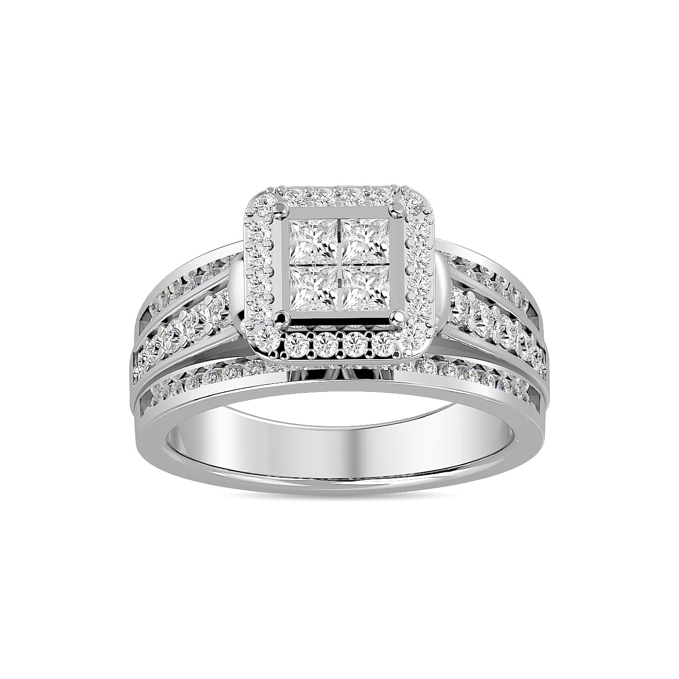 Diamond Engagement Ring 7/8 Ct Tw In 10K White Gold