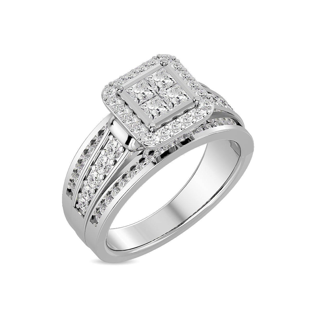 Diamond Engagement Ring 7/8 Ct Tw In 10K White Gold