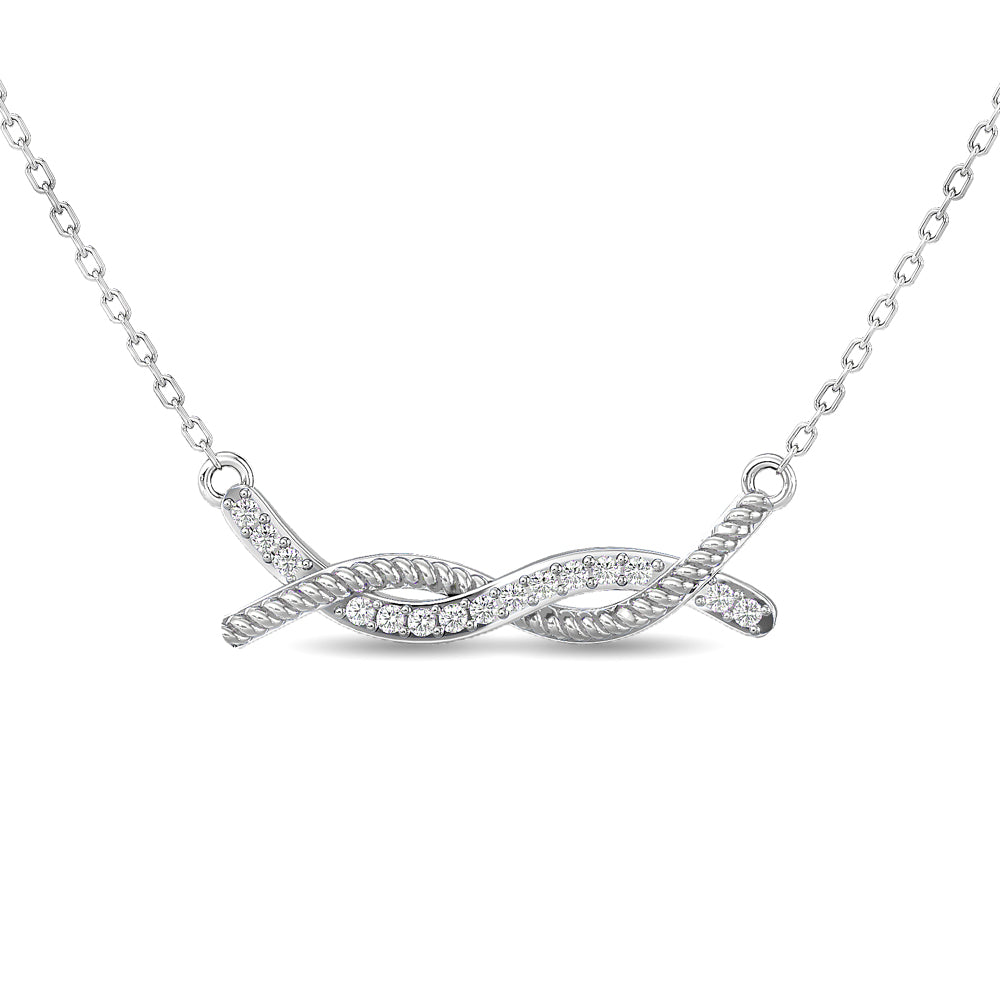 Diamond Round Cut Fashion Necklace 1/6 ct tw in 10K White Gold