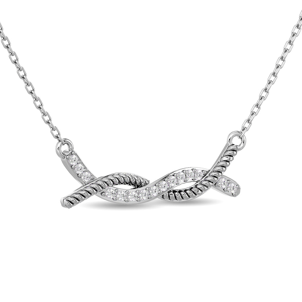 Diamond Round Cut Fashion Necklace 1/6 ct tw in 10K White Gold