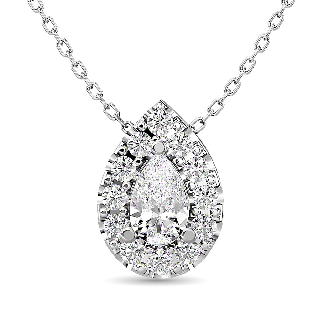 Diamond Round Cut Fashion Pendant 1/4 Ct Tw In 14K White Gold