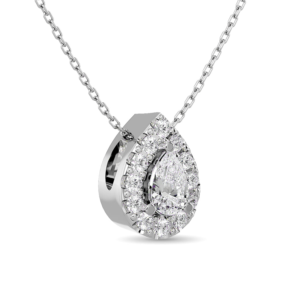 Diamond Round Cut Fashion Pendant 1/4 Ct Tw In 14K White Gold