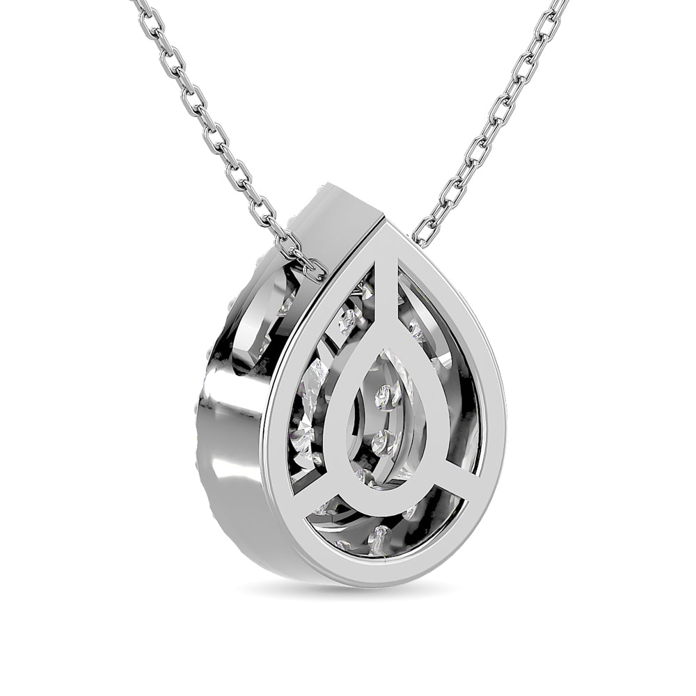 Diamond Pear Cut Double Halo Pendant 3/8 Ct Tw In 14K White Gold