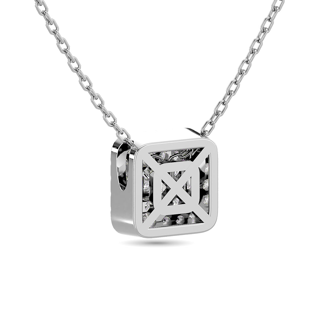 Diamond Princess Cut Double Halo Pendant 3/8 Ct Tw In 14K White Gold