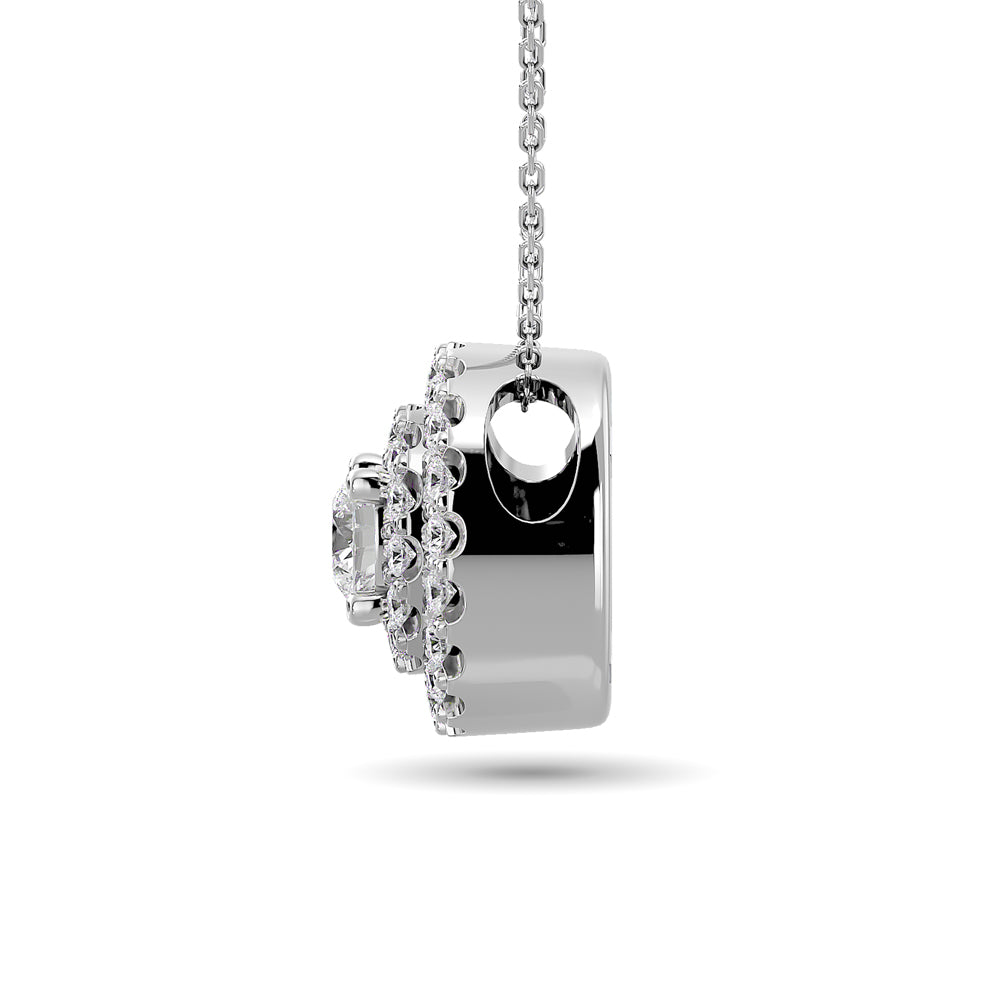 Diamond Round Cut Double Halo Pendant 3/8 ct tw in 14K White Gold