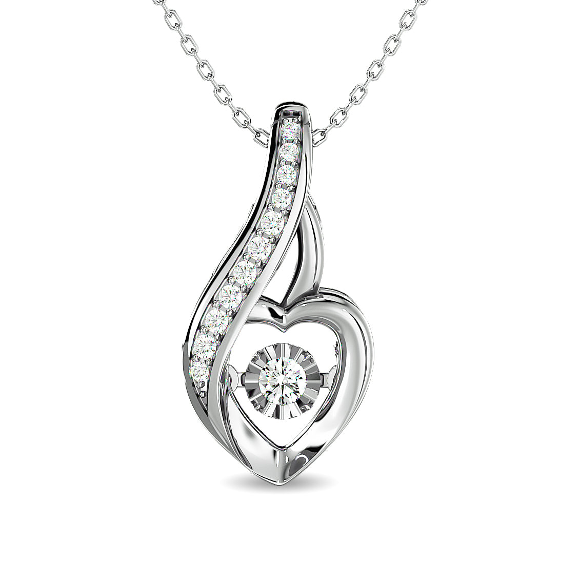 Diamond 1/8 ct tw Heart Pendant in 10K White Gold