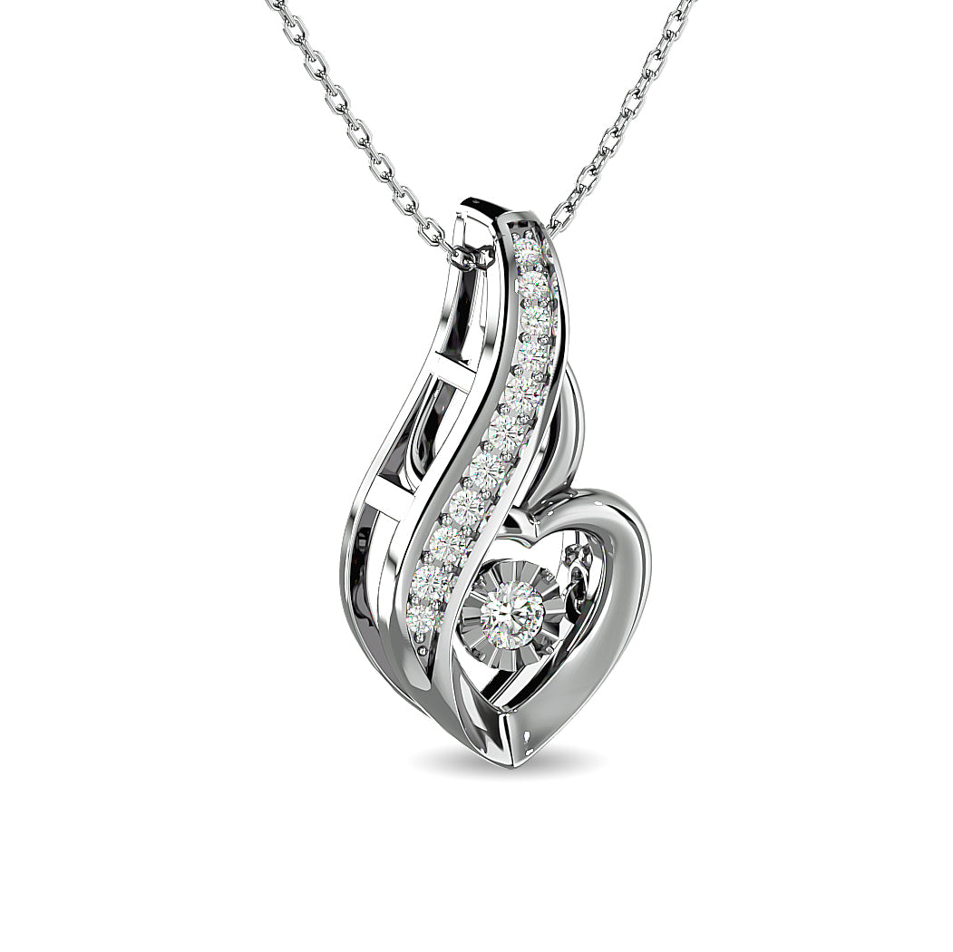 Diamond 1/8 Ct Tw Heart Pendant In 10K White Gold