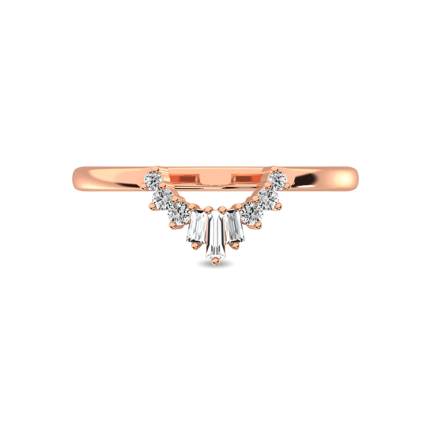 Diamond 1/6 Ct Tw Round And Baguette Fashion Ring In 10K Rose Gold