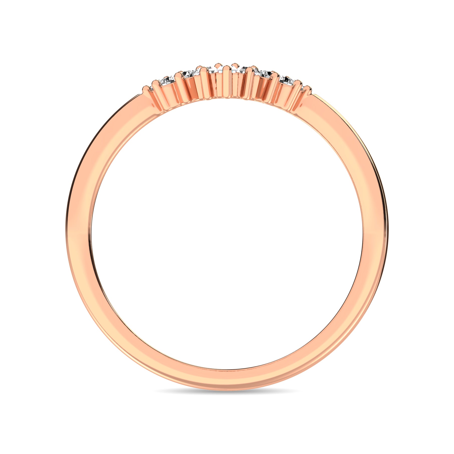 Diamond 1/6 ct tw Round and Baguette Fashion Ring in 10K Rose Gold