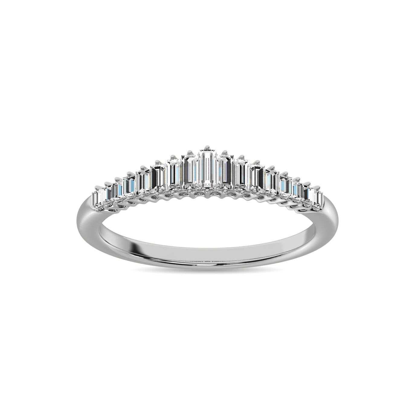 Diamond 1/5 ct tw Round and Baguette Anniversary Ring in 10K White Gold