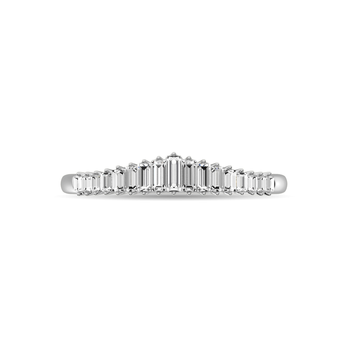 Diamond 1/5 Ct Tw Round And Baguette Anniversary Ring In 10K White Gold