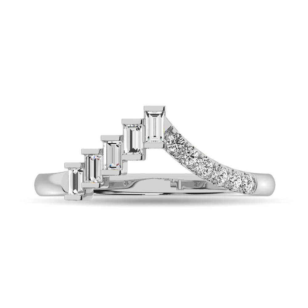 Diamond 1/4 Ct Tw Round And Baguette Band In 10K White Gold