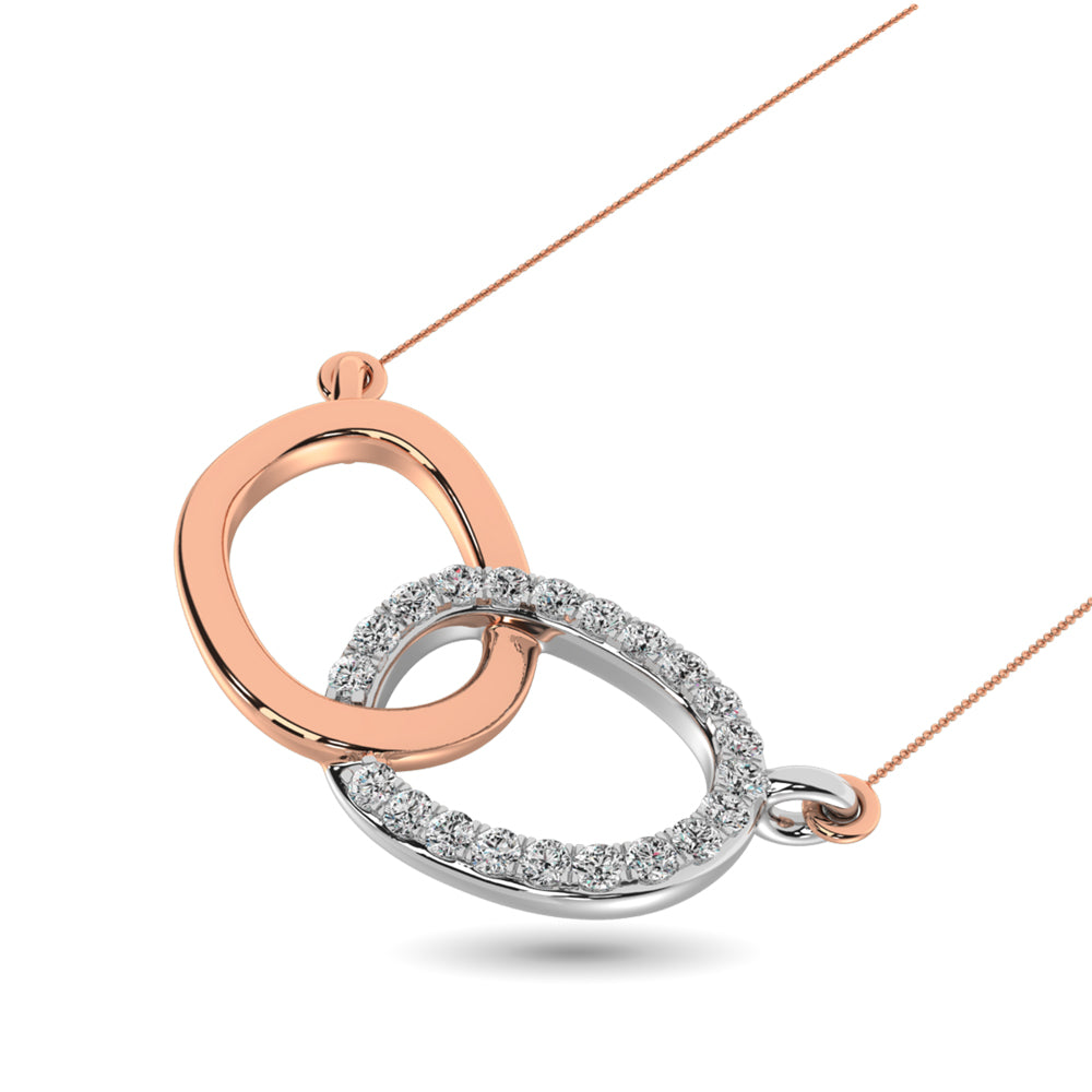 Diamond 1/20 ct tw Symatrical Oval Necklace in 10K Rose and White Gold