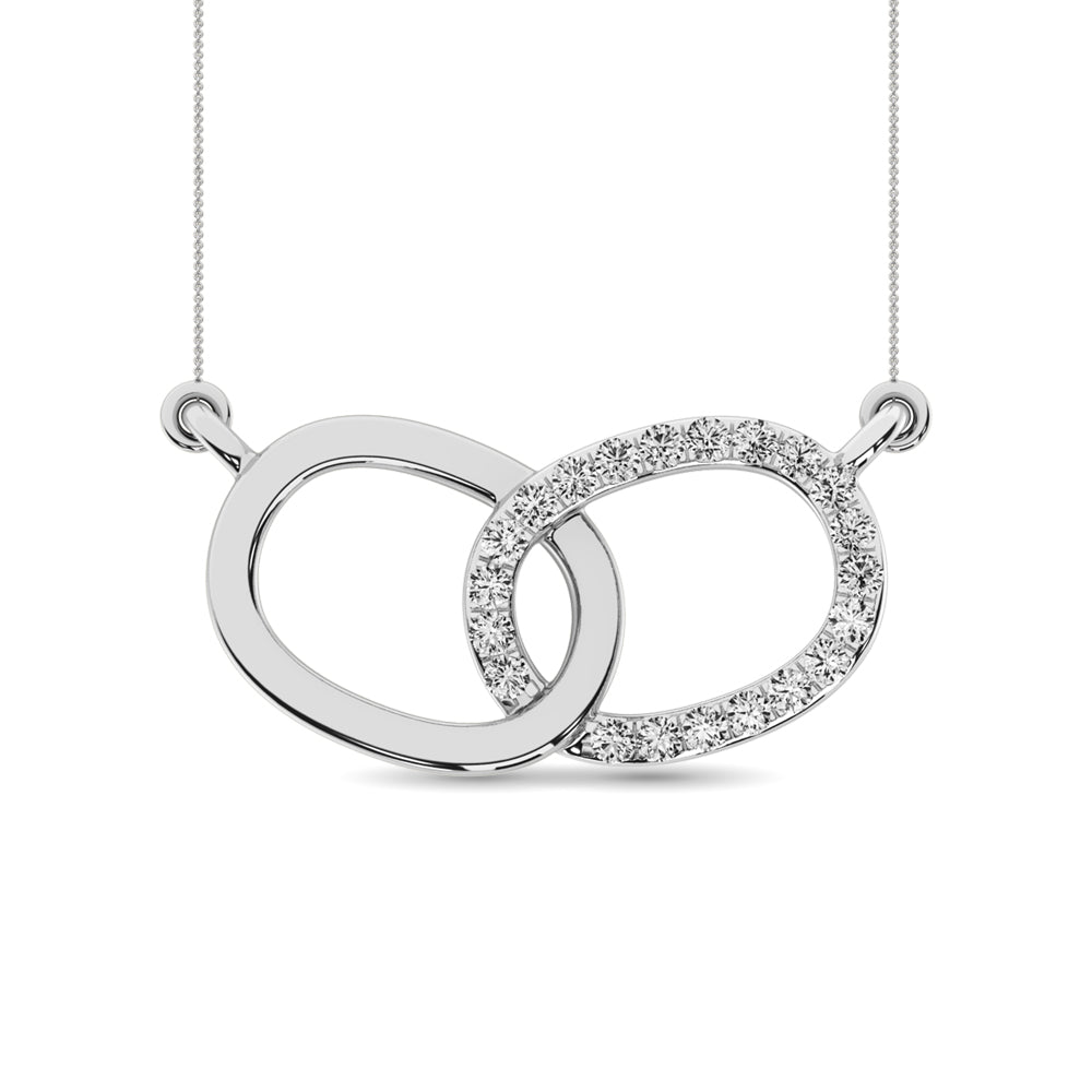 Diamond 1/20 Ct Tw Symatrical Oval Necklace In 10K White Gold