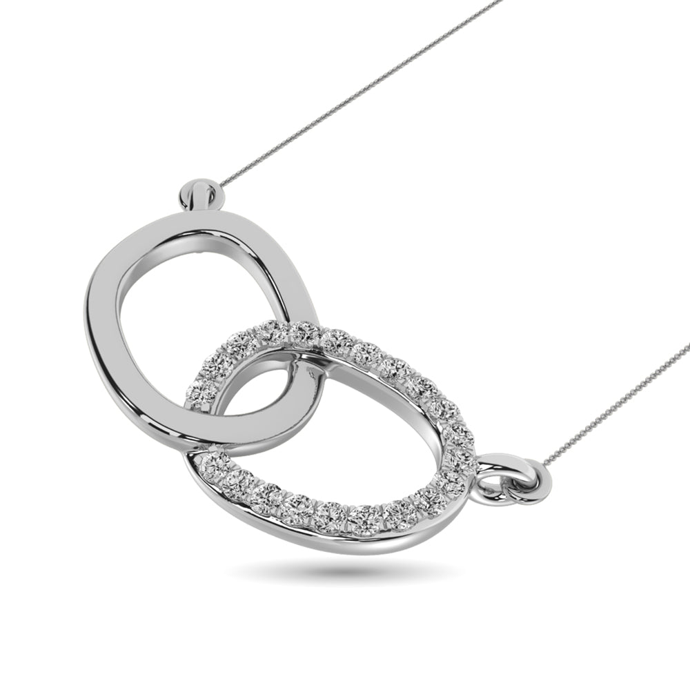 Diamond 1/20 Ct Tw Symatrical Oval Necklace In 10K White Gold