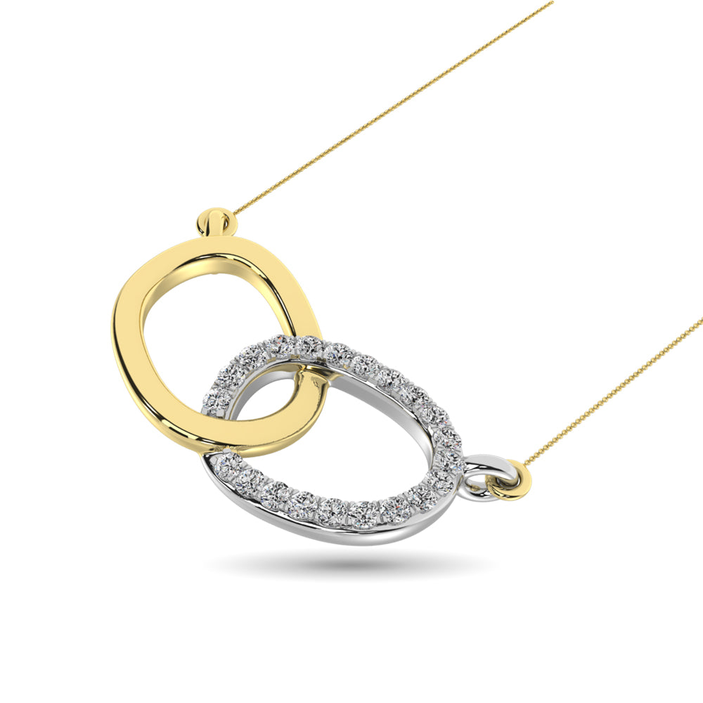 Diamond 1/20 Ct Tw Symatrical Oval Necklace In 10K Yellow Gold