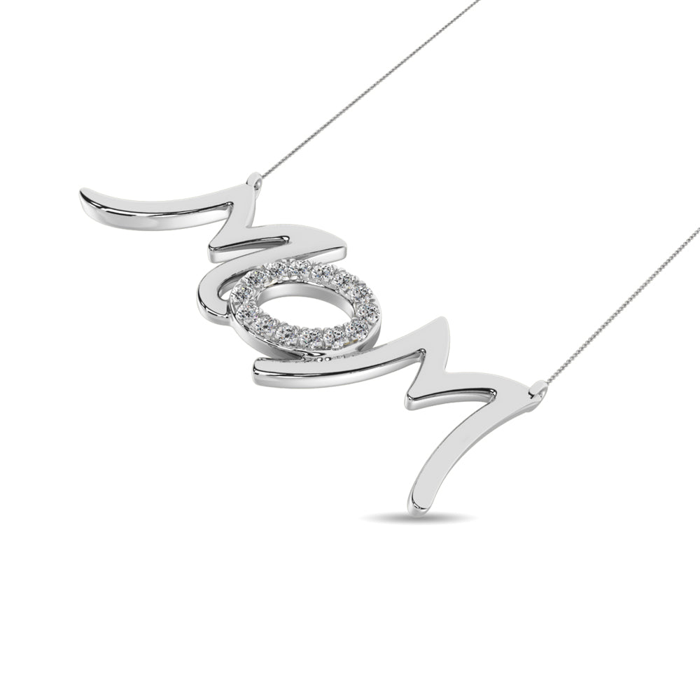 Diamond 1/20 ct tw Mom Necklace in Sterling Silver