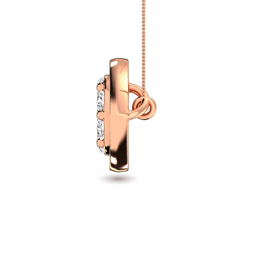 Diamond 1/8 ct tw round and Baguette Eye Necklace in 10K Rose Gold