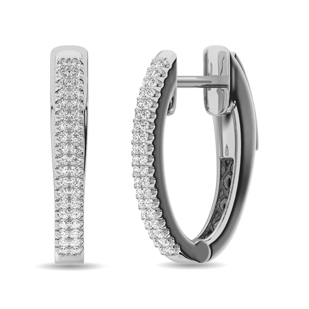 Diamond 1/4 Ct Tw Hoop Earrings In 10K White Gold