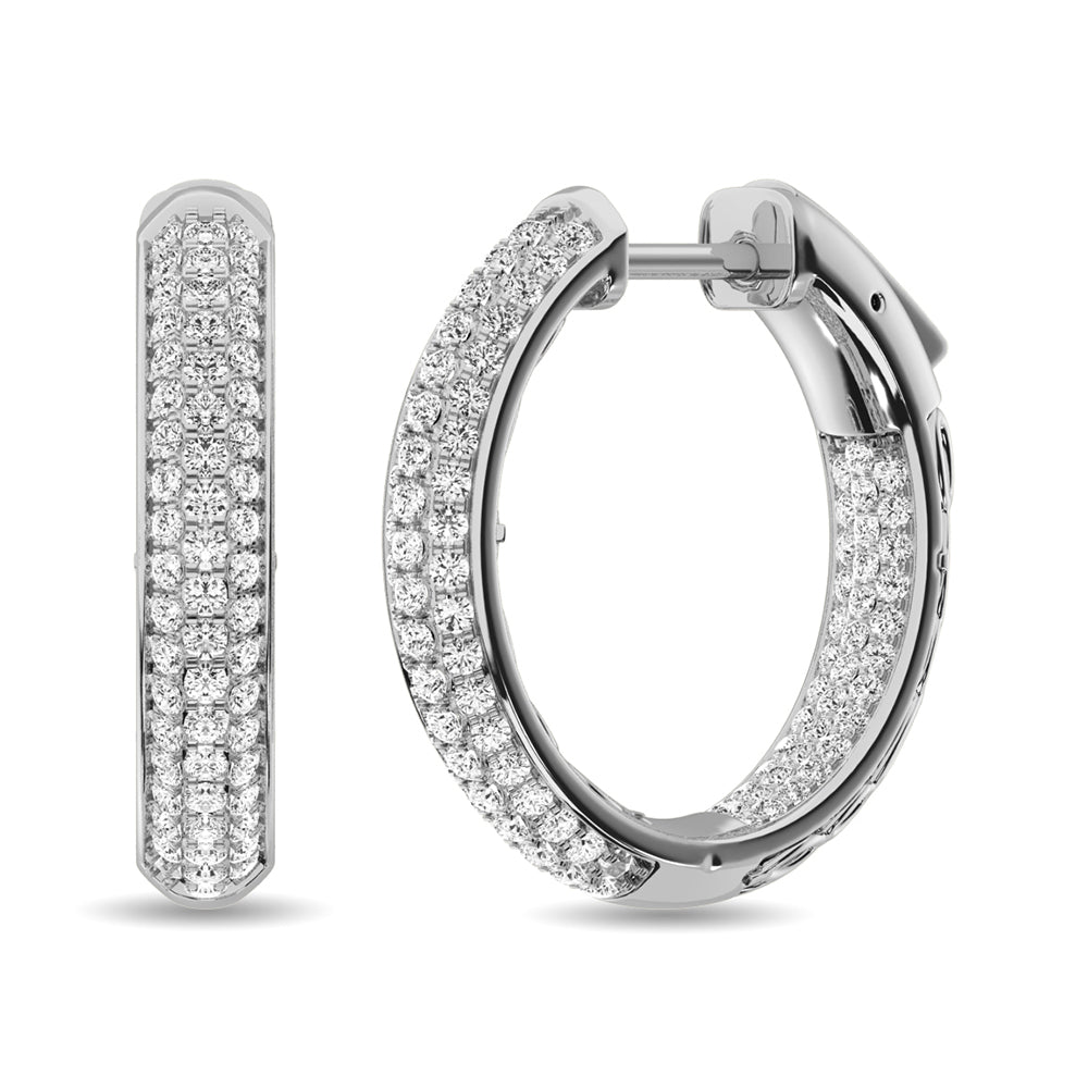 Diamond 1 1/6 Ct Tw Hoop Earrings In 14K White Gold