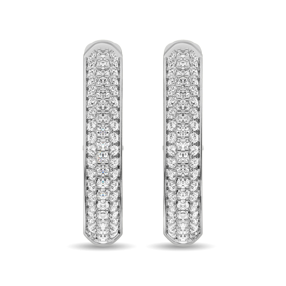 Diamond 1 1/6 Ct Tw Hoop Earrings In 14K White Gold