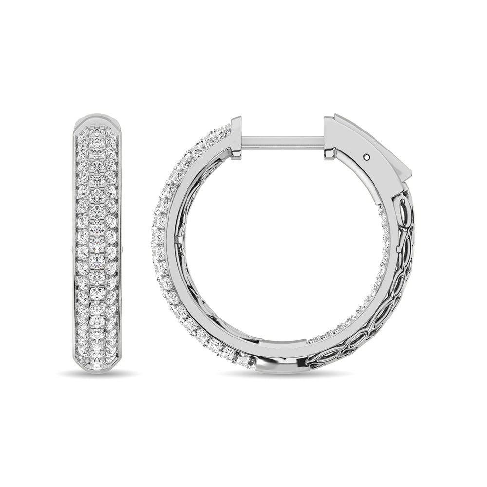 Diamond 1 1/6 Ct Tw Hoop Earrings In 14K White Gold