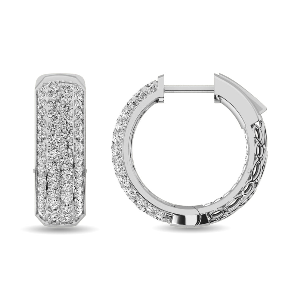 Diamond 2 1/8 Ct Tw Hoop Earrings In 14K White Gold