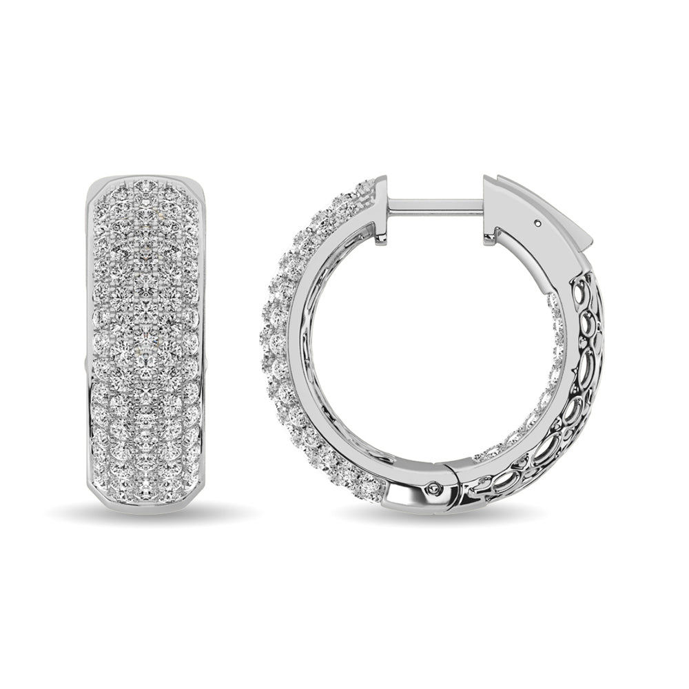 Diamond 3 1/8 ct tw Hoop Earrings in 14K White Gold