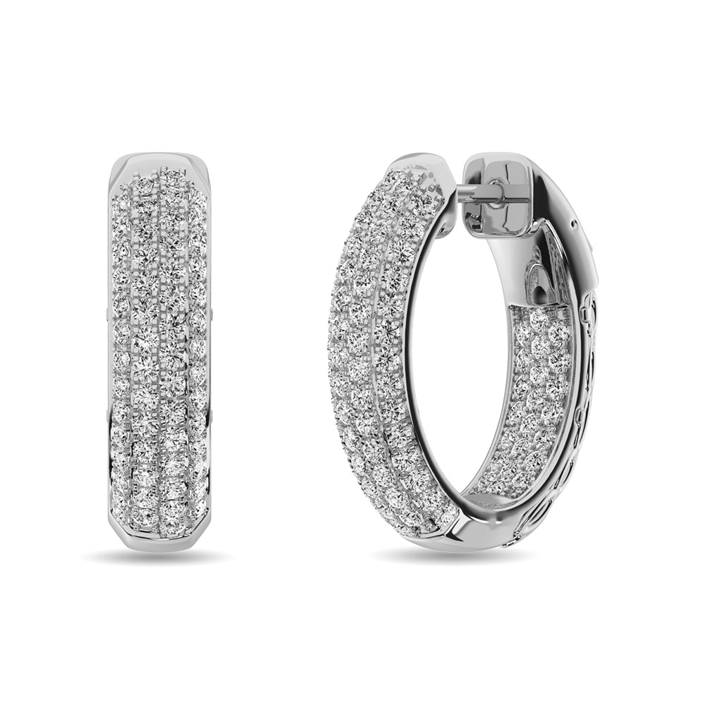 Diamond 2 1/6 ct tw Hoop Earrings in 14K White Gold