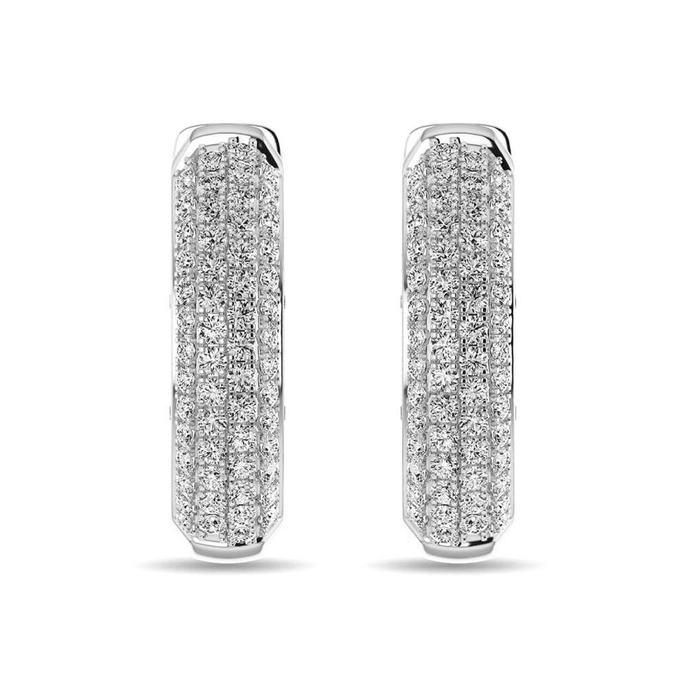 Diamond 2 1/6 Ct Tw Hoop Earrings In 14K White Gold