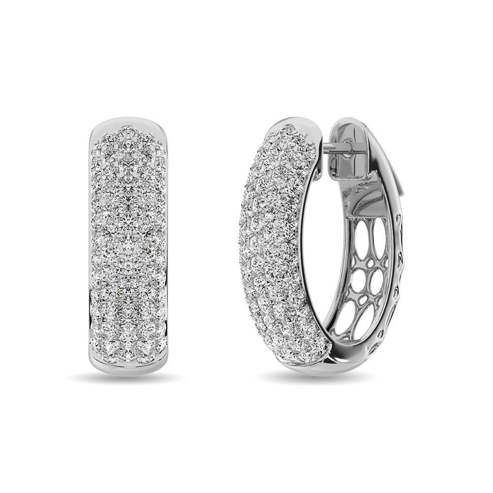 Diamond 2 1/10 Ct Tw Hoop Earrings In 14K White Gold