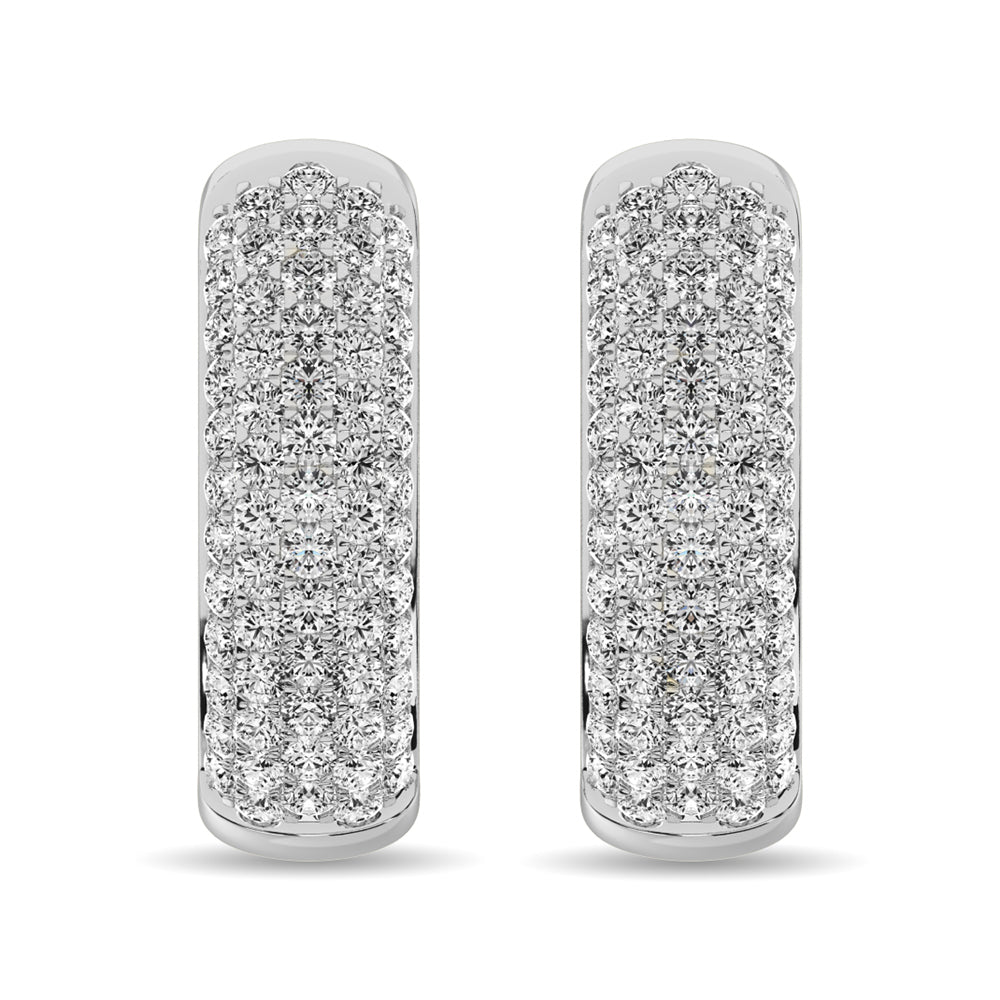 Diamond 2 1/10 Ct Tw Hoop Earrings In 14K White Gold