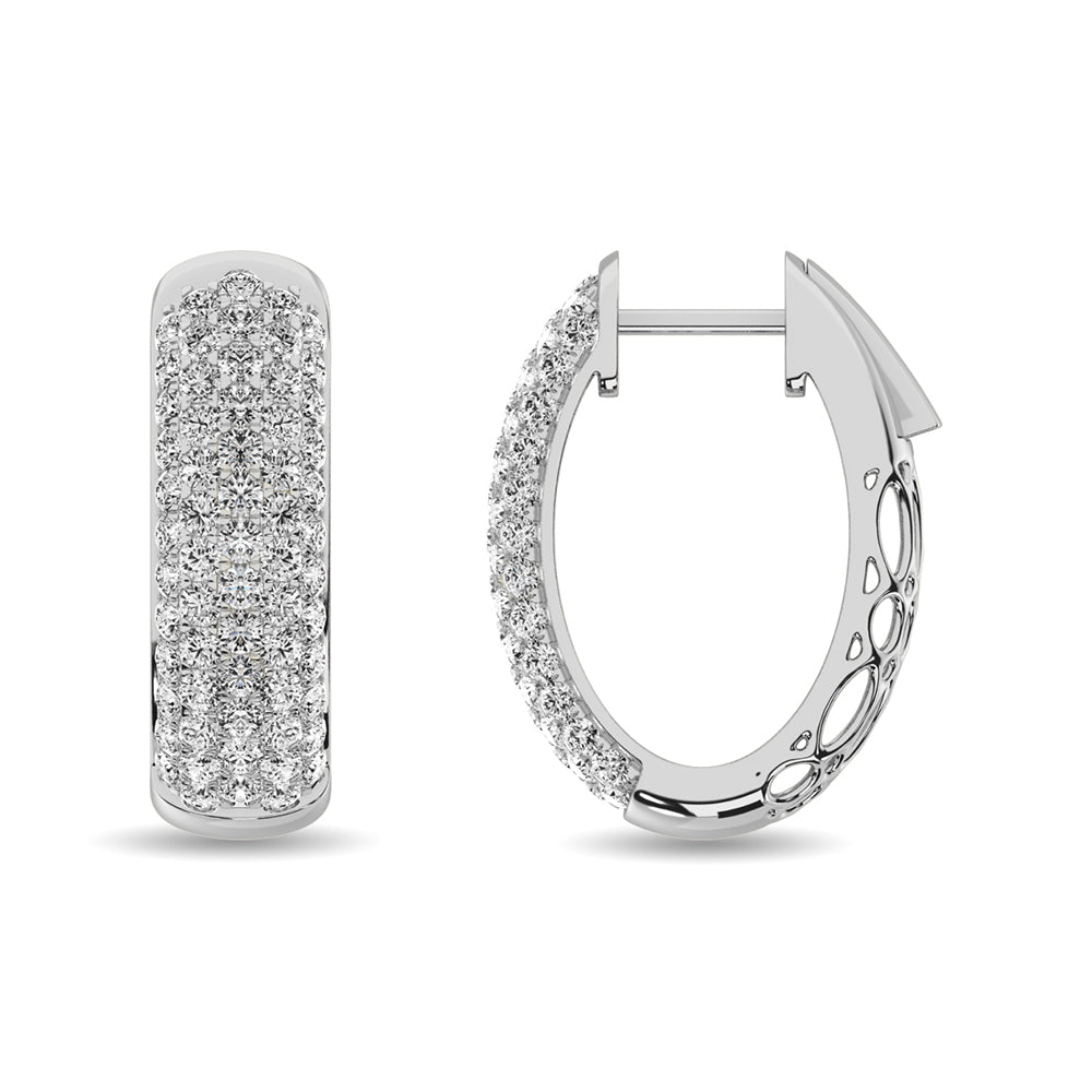 Diamond 2 1/10 Ct Tw Hoop Earrings In 14K White Gold