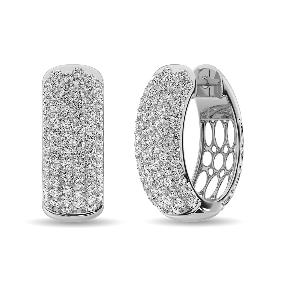 Diamond 3 1/10 Ct Tw Hoop Earrings In 14K White Gold