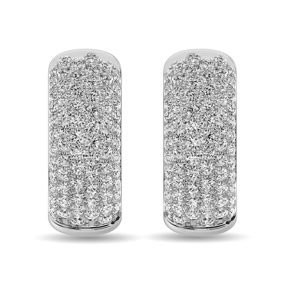 Diamond 3 1/10 Ct Tw Hoop Earrings In 14K White Gold