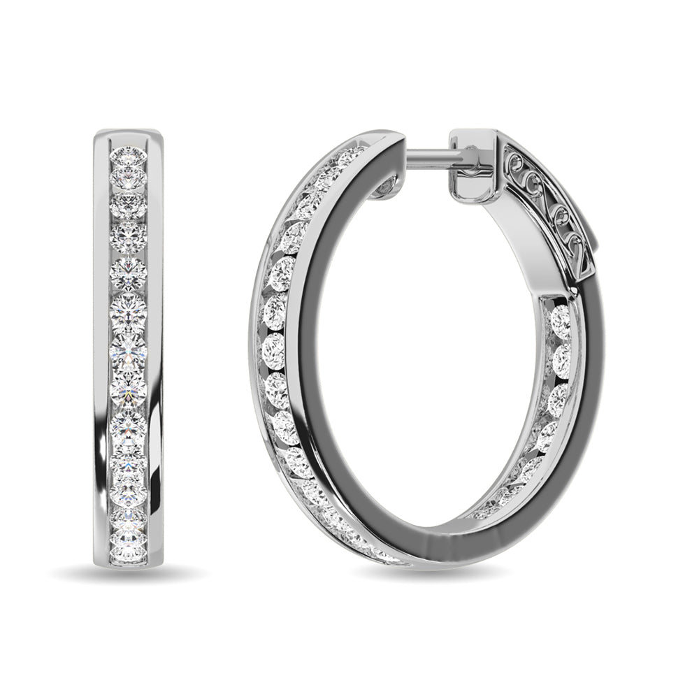 Diamond 2 Ct Tw Hoop Earrings In 14K White Gold