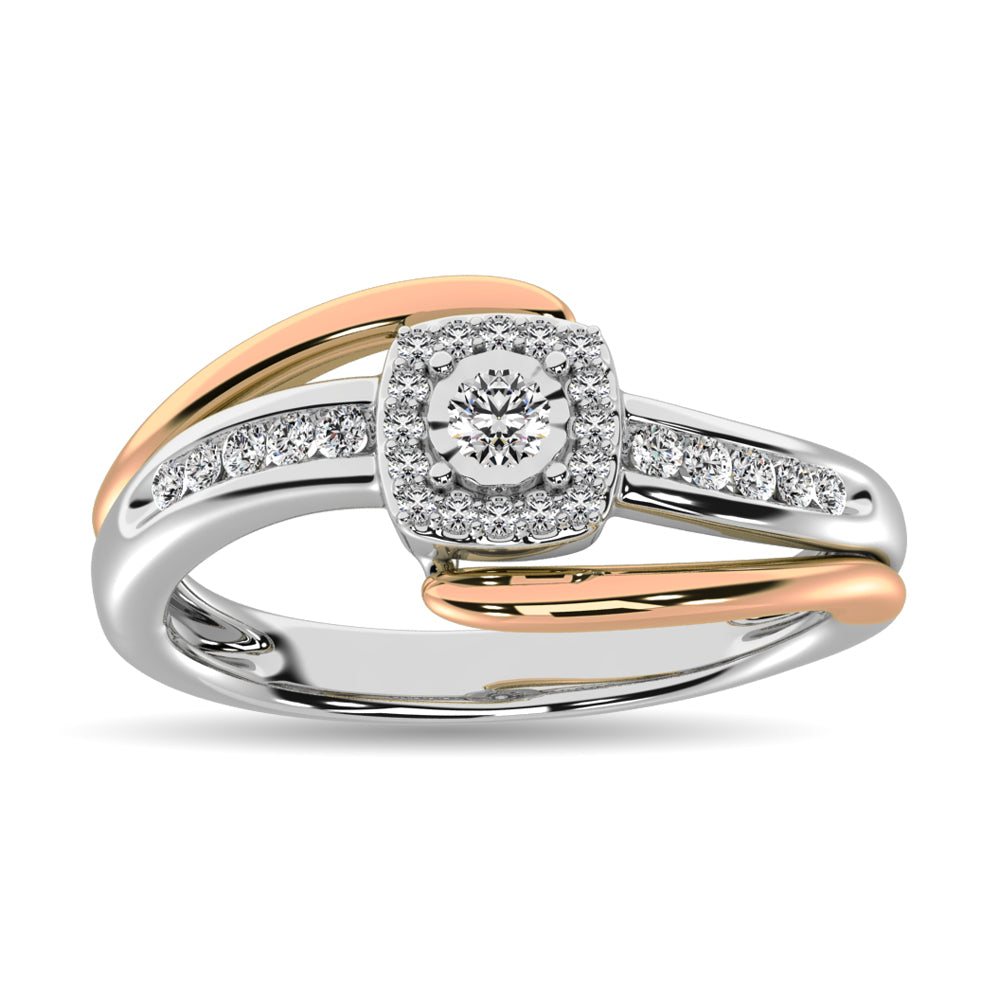 Diamond 1/6 Ct Tw Promise Ring In 10K Rose And White Gold