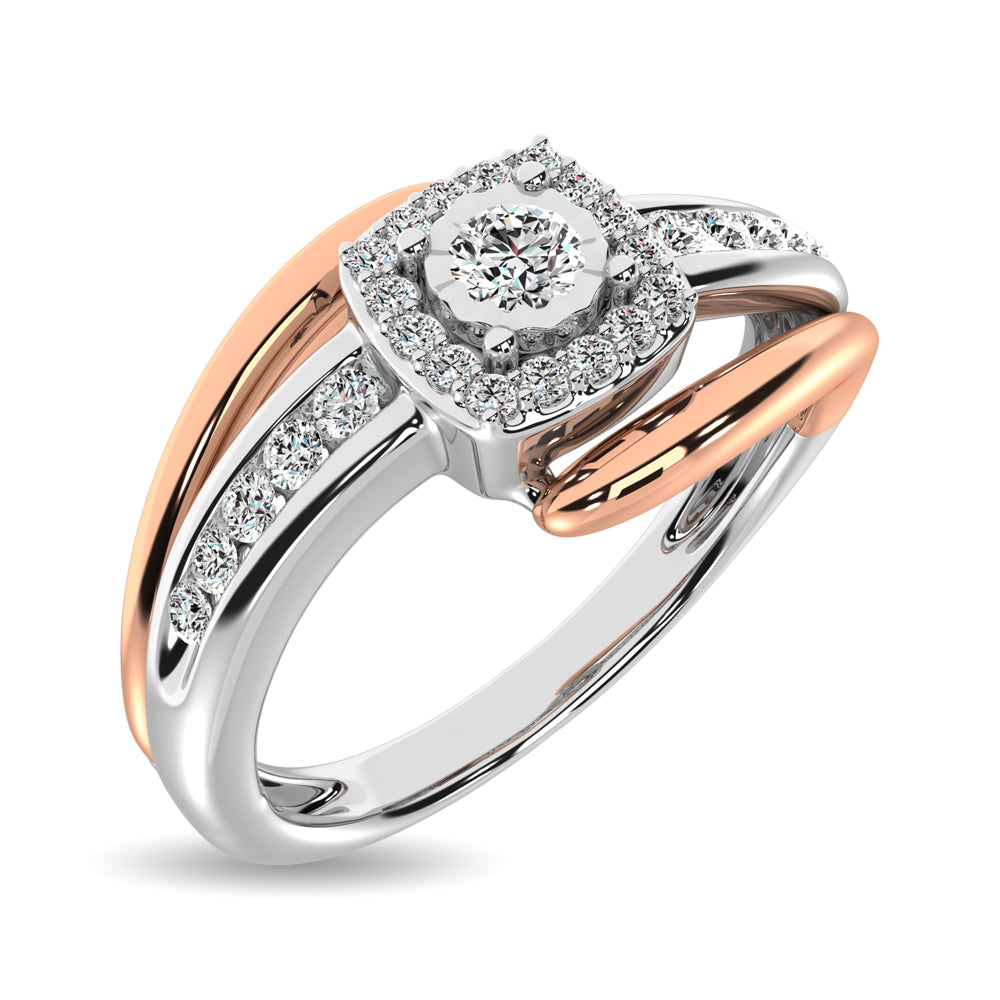 Diamond 1/6 ct tw Promise Ring in 10K Rose and White Gold
