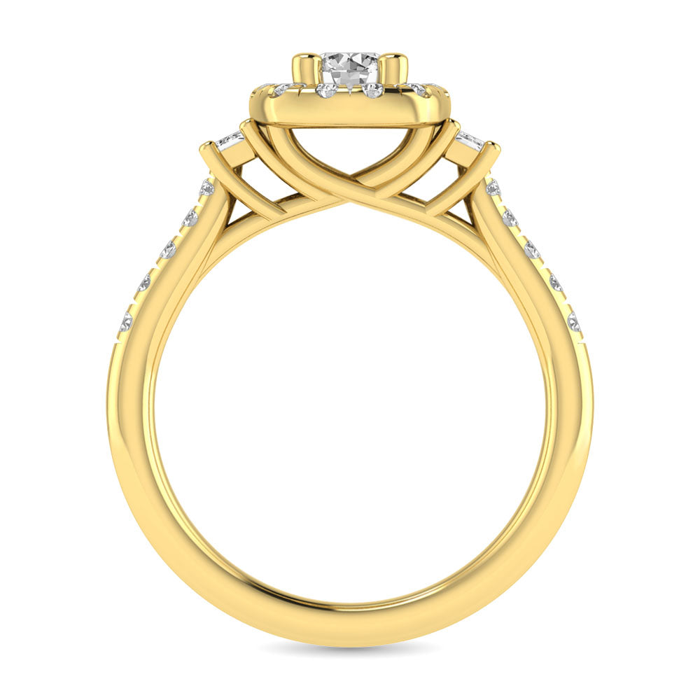 Diamond Classic Shank Single Halo Bridal Ring 1 ct tw Round Cut in 14K Yellow Gold