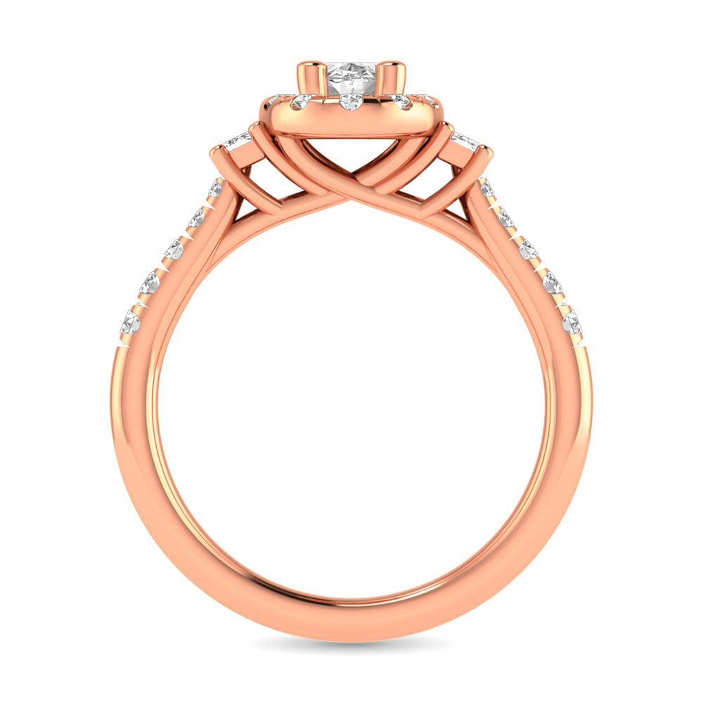 Diamond Classic Shank Single Halo Bridal Ring 1 ct tw Oval Cut in 14K Rose Gold